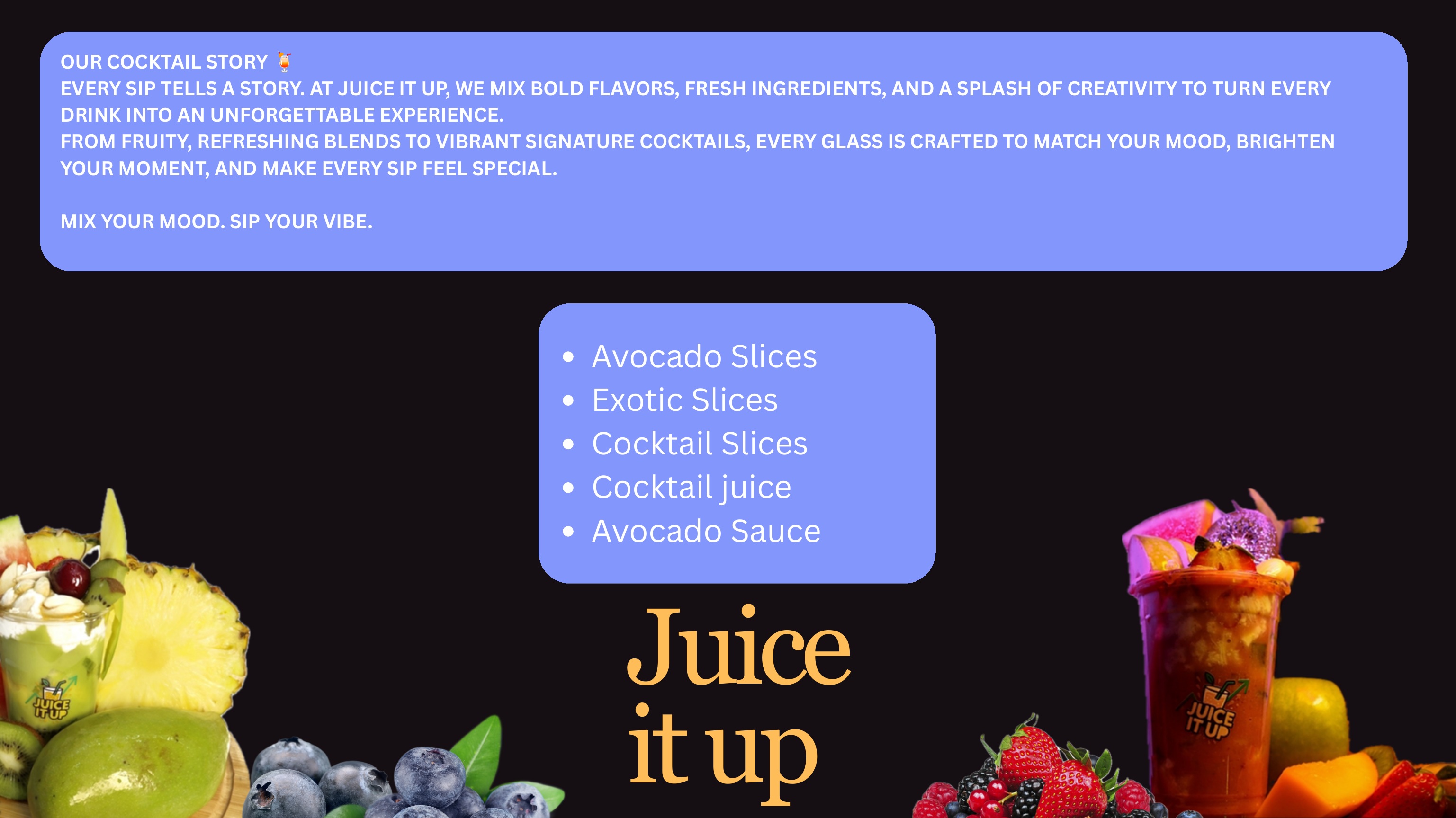 Juice It Up menu page 3 of 8 — cocktails