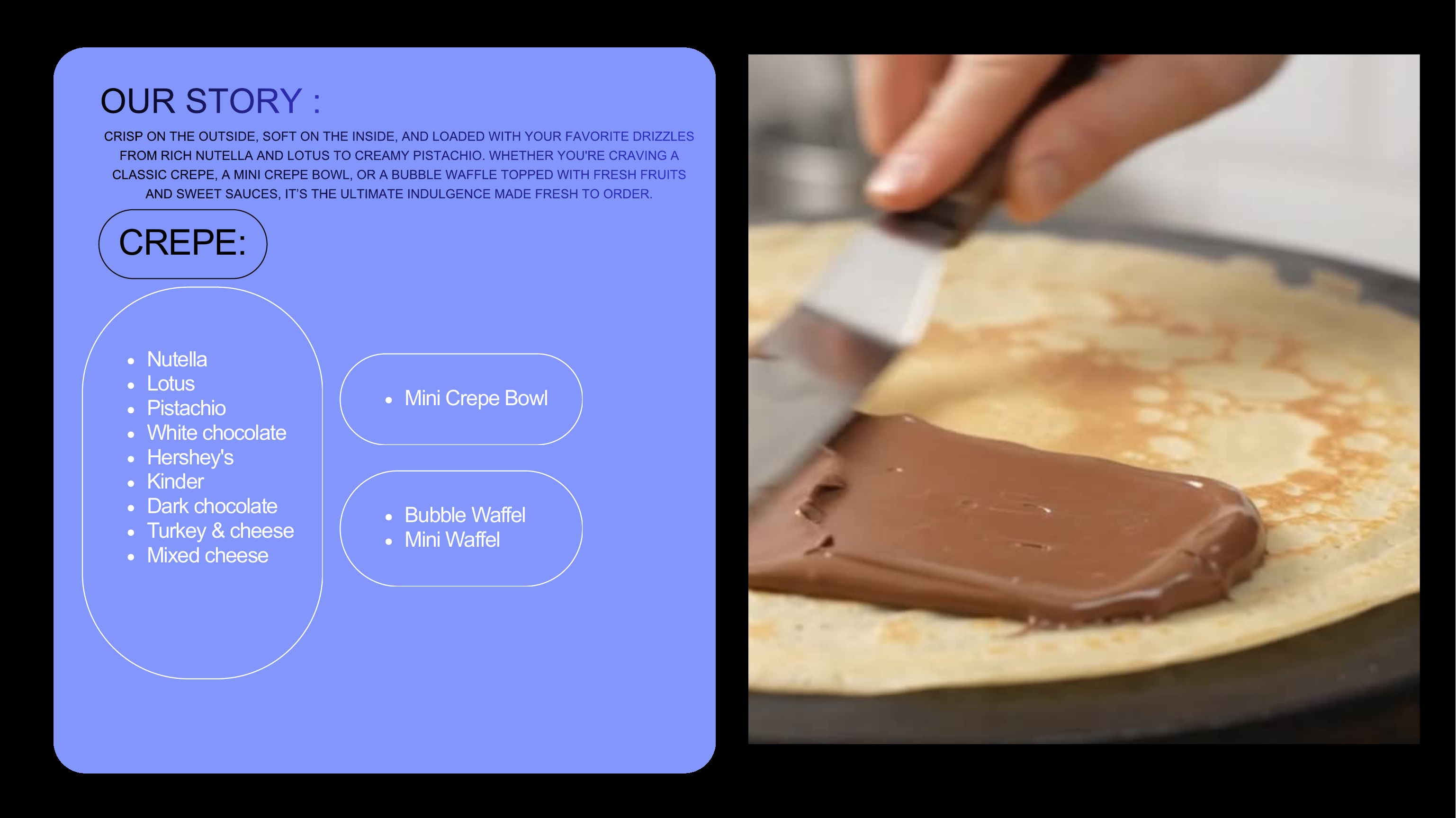 Juice It Up menu page 5 of 8 — crepes