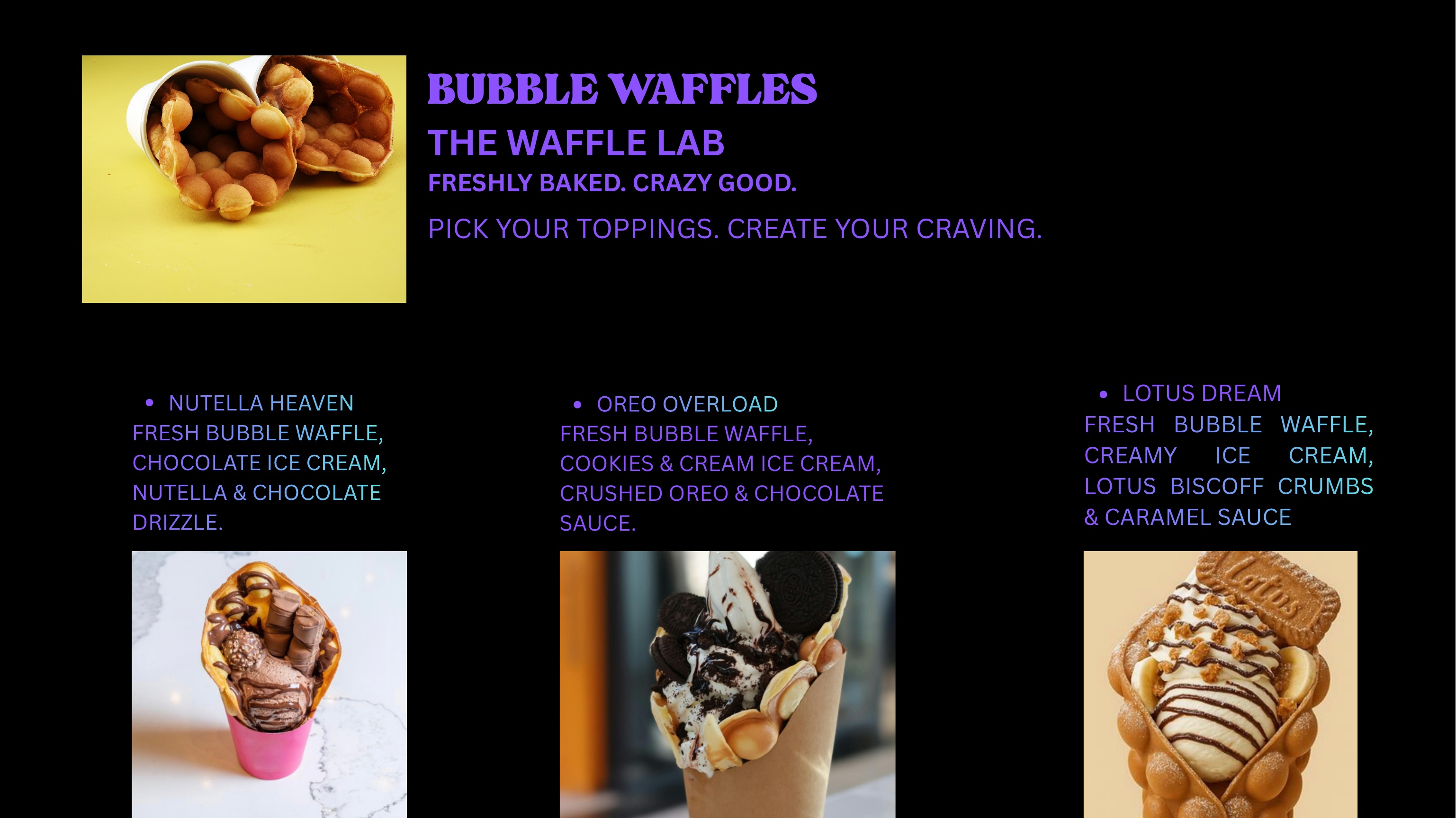 Juice It Up menu page 6 of 8 — bubble waffles